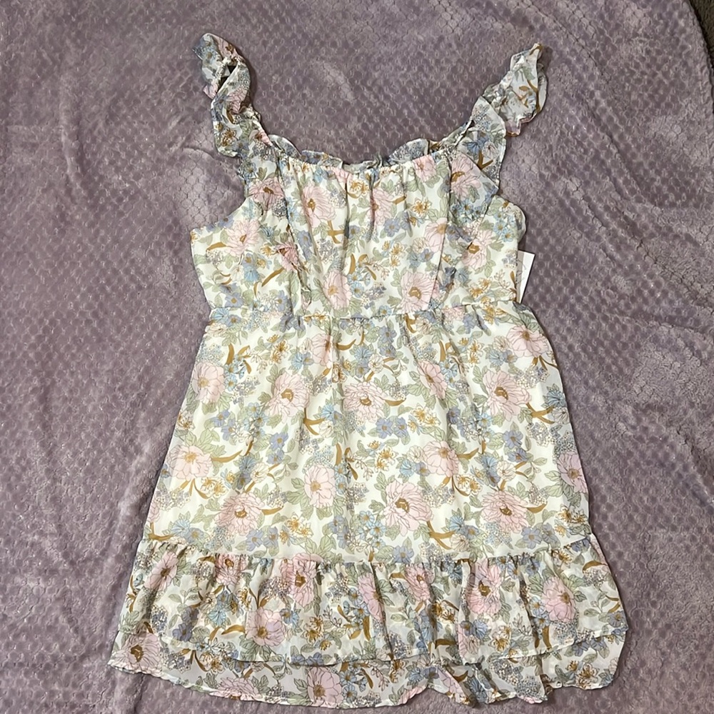 Blu Pepper Pink and Blue Ruched Ruffled Babydoll Dress